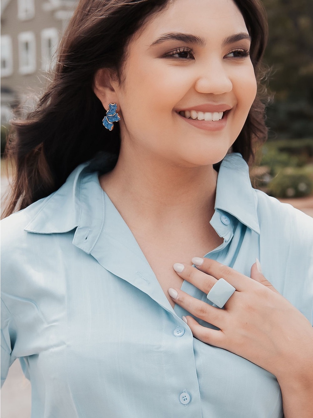 Blue Cat Enamel Drop Earrings — Women Jewelry